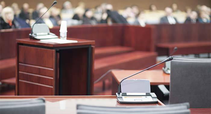 Accounting & Malpractice Attorneys in court room from the judge's perspective
